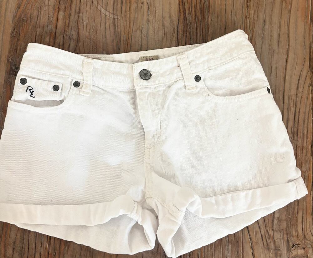 Polo Ralph Lauren Girls Size 12 White Denim Jean Shorts Cuffed Authentic